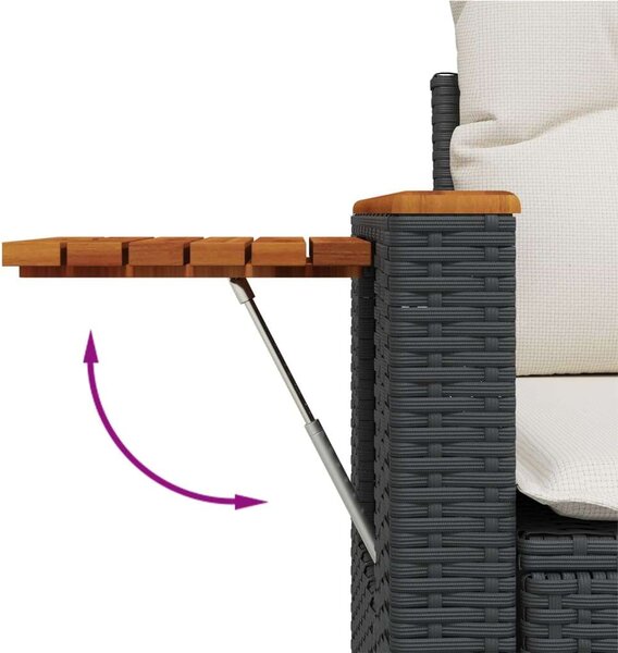 VidaXL 7 részes fekete polyrattan kerti ülőgarnitúra párnával