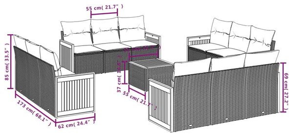 VidaXL Polyrattan Kerti Ülőgarnitúra - 13 részes - Bézs