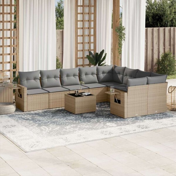 VidaXL Polyrattan Kerti Ülőgarnitúra - 10 részes - Bézs