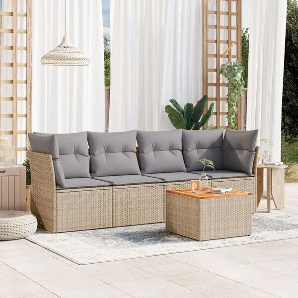 VidaXL Polyrattan Kerti Ülőgarnitúra - 5 részes - Bézs