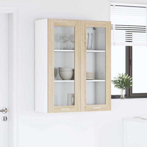 VidaXL Függő szekrény tárolóval Sonoma tölgy 80 x 31 x 100 cm Faanyag