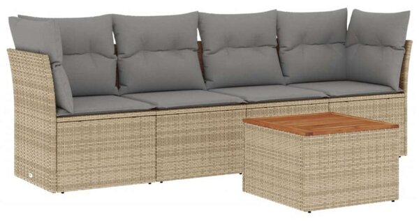 VidaXL Polyrattan Kerti Ülőgarnitúra - 5 részes - Bézs