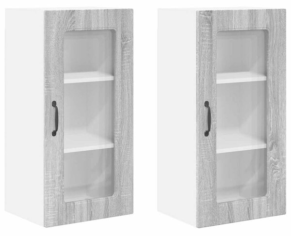 VidaXL Fali konyhaszekrény 2 pcs Szürke Sonoma 40 x 31 x 80 cm Faanyag