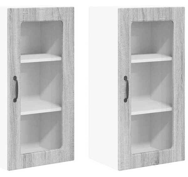 VidaXL Konyhaszekrény 2 pcs Szürke Sonoma 40 x 31 x 80 cm Faanyag