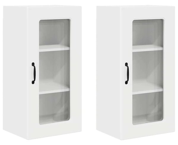 VidaXL Fali konyhaszekrény 2 pcs Magas Fényű Fehér 40 x 31 x 80 cm