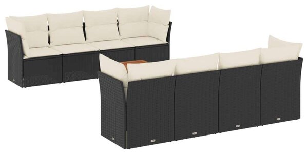 VidaXL Polyrattan Kerti Ülőgarnitúra - 9 részes - Fekete