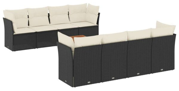 VidaXL Polyrattan Kerti Ülőgarnitúra - 9 részes - Fekete