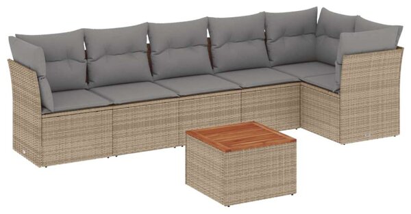VidaXL 7 részes vegyes bézs polyrattan kerti ülőgarnitúra párnákkal