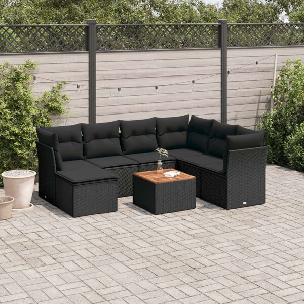 VidaXL 8 részes Polyrattan Kerti Ülőgarnitúra - Fekete