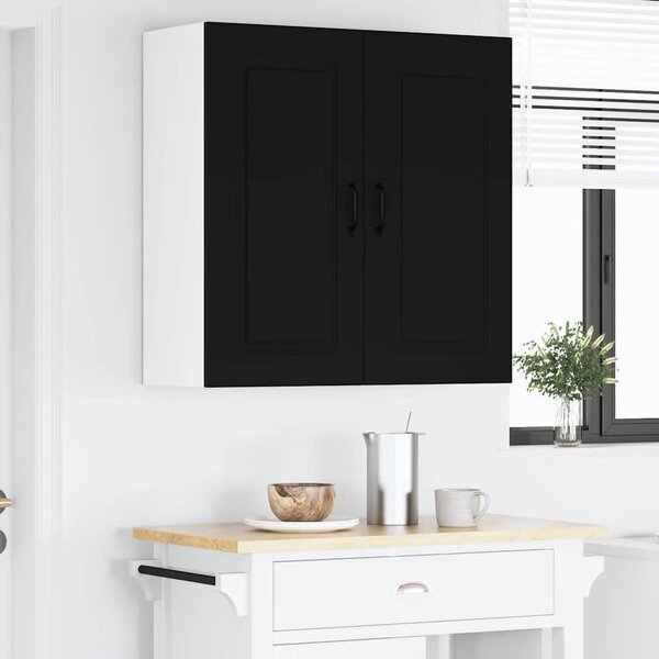 VidaXL Fali konyhaszekrény polcokkal Fekete 80 x 31 x 80 cm Faanyag