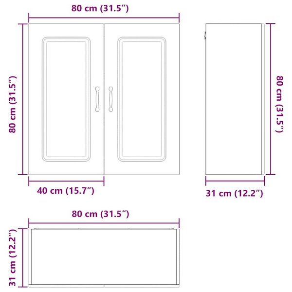 VidaXL Fali konyhaszekrény ajtóval Barna Tölgy 80 x 31 x 80 cm Faanyag