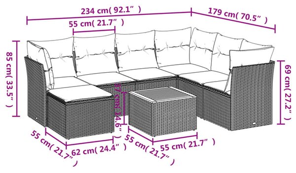 VidaXL 8 részes Polyrattan Kerti Ülőgarnitúra - Fekete
