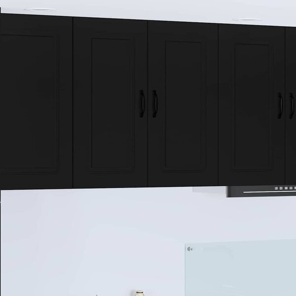 VidaXL Fali konyhaszekrény polcokkal Fekete 80 x 31 x 80 cm Faanyag