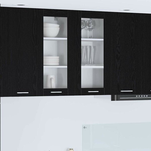 VidaXL Függő szekrény Riga 2 pcs Fekete tölgy 40 x 31 x 80 cm Faanyag