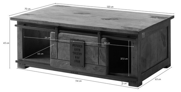IRON Dohányzóasztal mangó 120x70x45 barna lakkozott