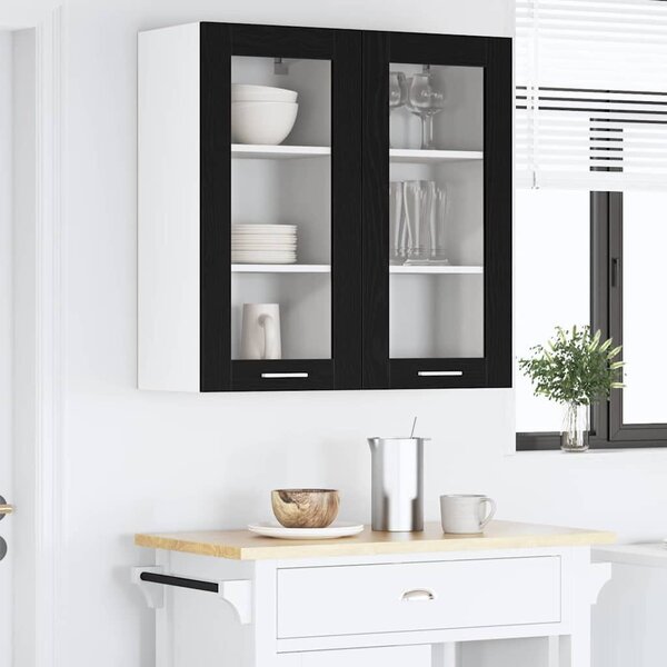 VidaXL Függő szekrény Riga 2 pcs Fekete tölgy 40 x 31 x 80 cm Faanyag