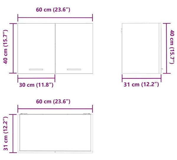 VidaXL Függő szekrény Riga 2 pcs Beton szürke és fehér 60 x 31 x 40 cm