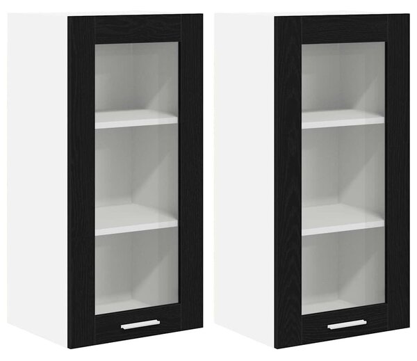 VidaXL Függő szekrény Riga 2 pcs Fekete tölgy 40 x 31 x 80 cm Faanyag