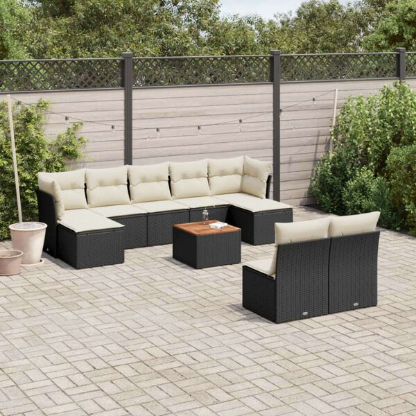 VidaXL Polyrattan Kerti Ülőgarnitúra - 10 részes - Fekete