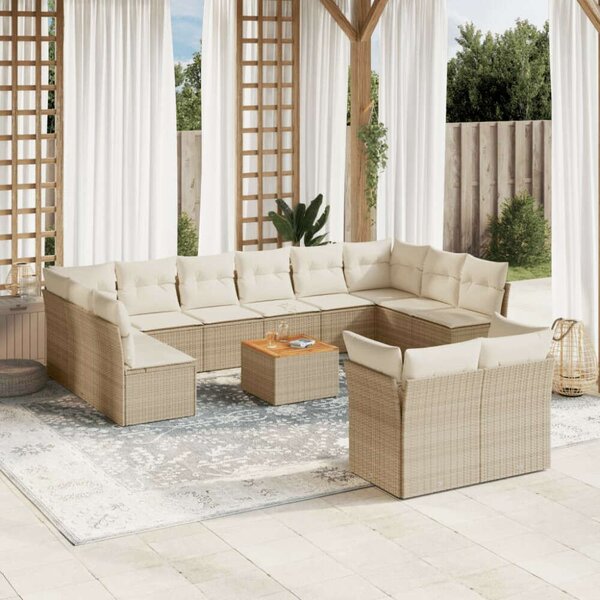VidaXL Polyrattan Kerti Ülőgarnitúra - 13 részes - Bézs