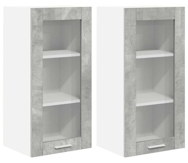VidaXL Függő szekrény Riga 2 pcs Beton Szürke 40 x 31 x 80 cm Faanyag