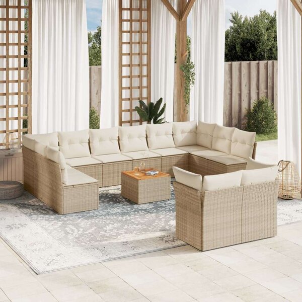 VidaXL Polyrattan Kerti Ülőgarnitúra - 13 részes - Bézs