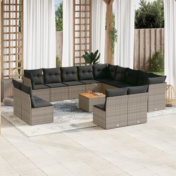VidaXL Polyrattan Kerti Ülőgarnitúra - 14 részes - Szürke