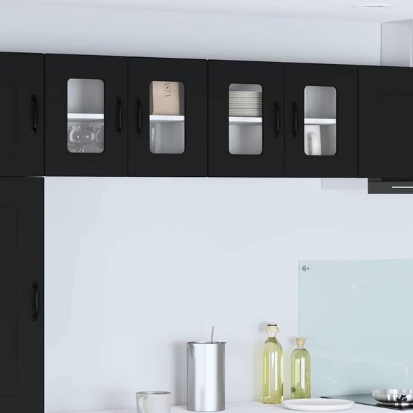 VidaXL Mosogatógép panel Kalmar 2 pcs Fekete 60 x 31 x 40 cm Faanyag