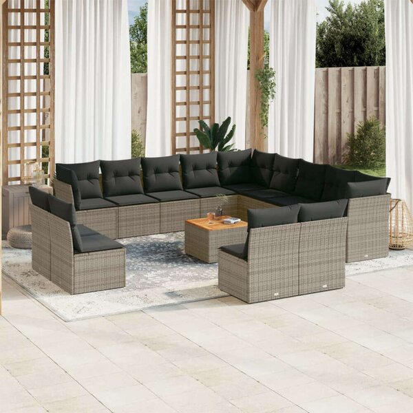 VidaXL Polyrattan Kerti Ülőgarnitúra - 14 részes - Szürke