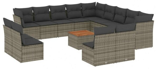 VidaXL Polyrattan Kerti Ülőgarnitúra - 14 részes - Szürke