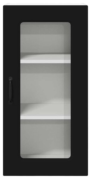 VidaXL Fali konyhaszekrény 2 pcs Fekete 40 x 31 x 80 cm Faanyag
