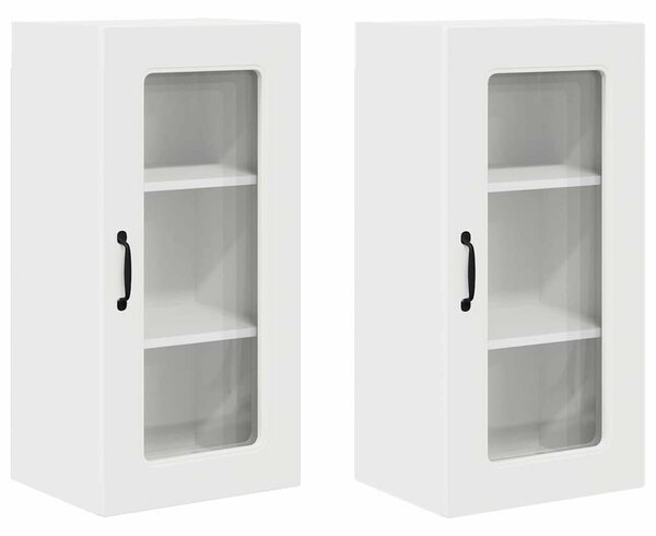 VidaXL Fali konyhaszekrény ajtóval 2 pcs Fehér 40 x 31 x 80 cm Faanyag