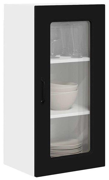 VidaXL Fali konyhaszekrény 2 pcs Fekete 40 x 31 x 80 cm Faanyag