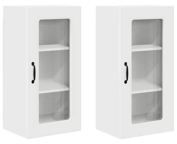 VidaXL Fali konyhaszekrény ajtóval 2 pcs Fehér 40 x 31 x 80 cm Faanyag