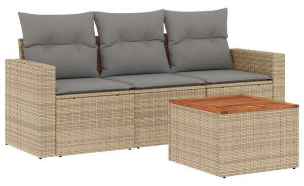 VidaXL Polyrattan Kerti Ülőgarnitúra - 4 részes - Bézs