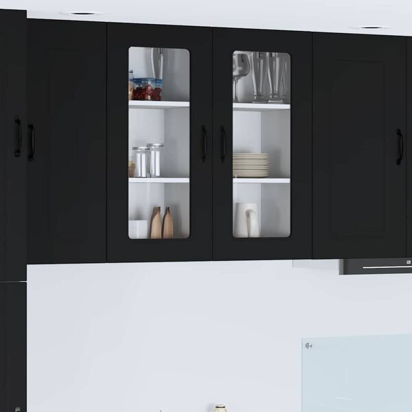 VidaXL Fali konyhaszekrény 2 pcs Fekete 40 x 31 x 80 cm Faanyag