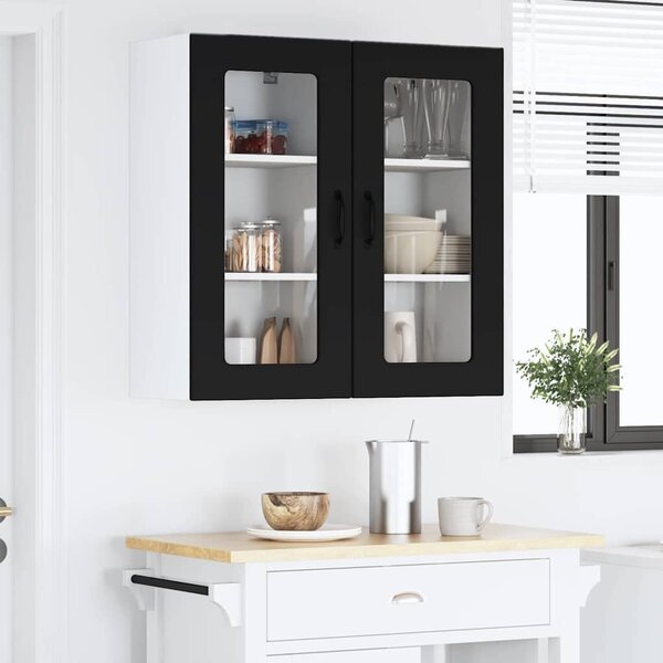 VidaXL Fali konyhaszekrény 2 pcs Fekete 40 x 31 x 80 cm Faanyag