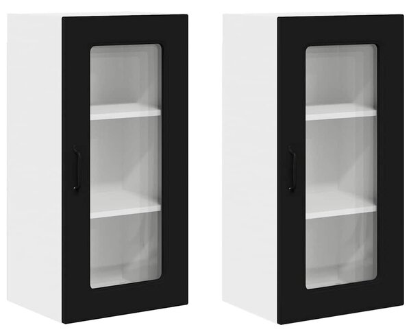 VidaXL Fali konyhaszekrény 2 pcs Fekete 40 x 31 x 80 cm Faanyag