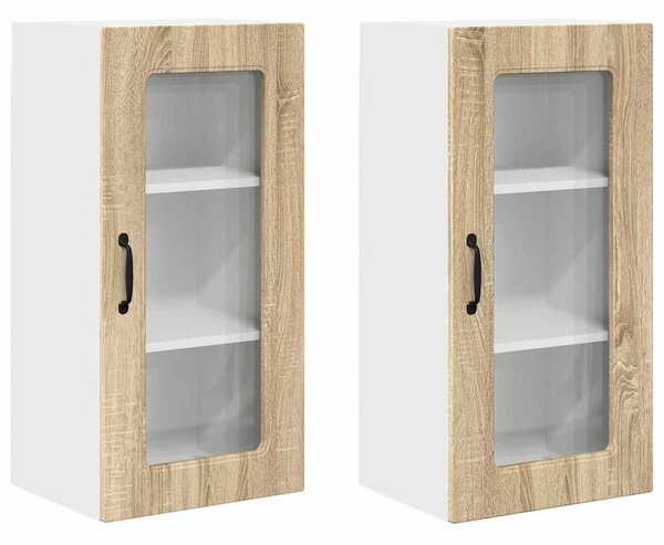 VidaXL Fali konyhaszekrény 2 pcs Sonoma tölgy 40 x 31 x 80 cm Faanyag