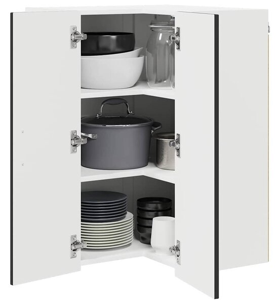 VidaXL Fali konyhaszekrény polcokkal Fekete 57 x 57 x 80 cm Faanyag