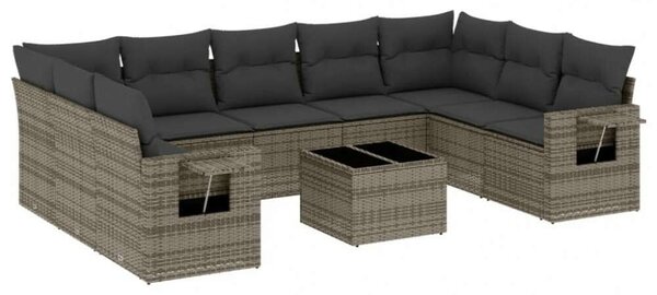 VidaXL Polyrattan Kerti Ülőgarnitúra - 10 részes - Szürke