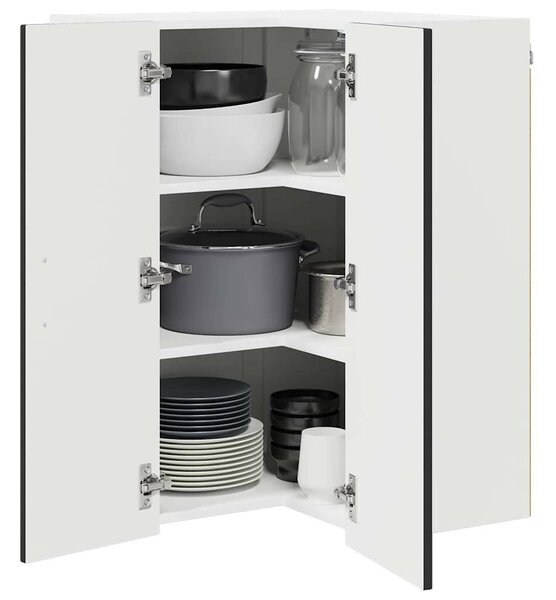 VidaXL Fali konyhaszekrény polcokkal Fekete 57 x 57 x 80 cm Faanyag