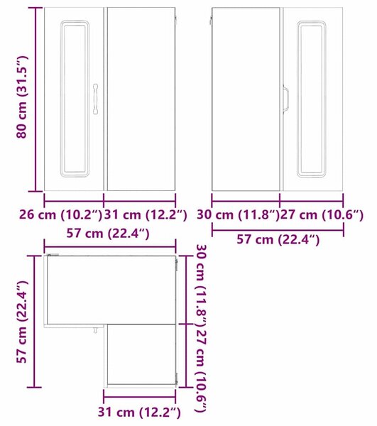 VidaXL Fali konyhaszekrény polcokkal Fekete 57 x 57 x 80 cm Faanyag
