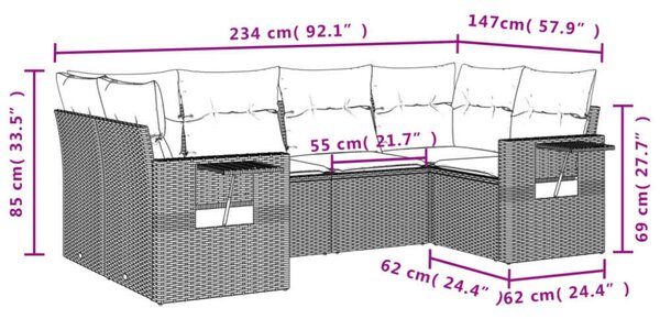VidaXL Polyrattan Kerti Ülőgarnitúra - 6 részes - Bézs