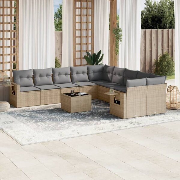 VidaXL Polyrattan Kerti Ülőgarnitúra - 11 részes - Bézs