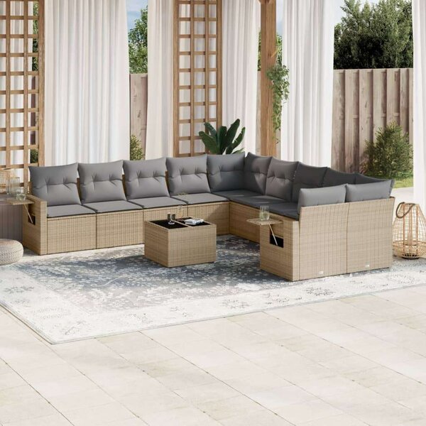 VidaXL Polyrattan Kerti Ülőgarnitúra - 11 részes - Bézs