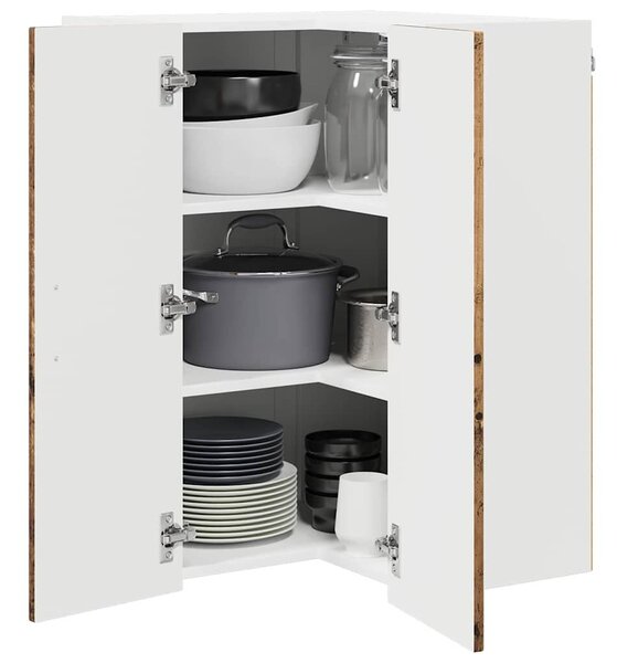 VidaXL Fali konyhaszekrény polcokkal Öreg fa 57 x 57 x 80 cm Faanyag