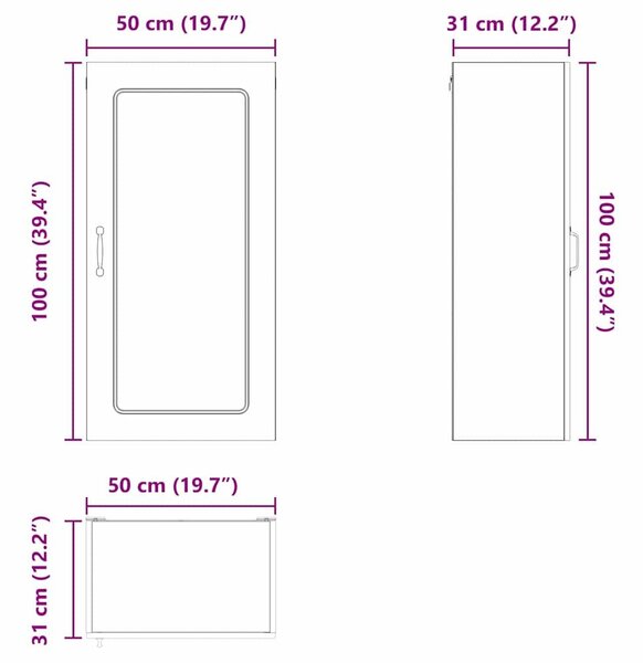 VidaXL Fali konyhaszekrény Magas Fényű Fehér 50 x 31 x 100 cm Faanyag