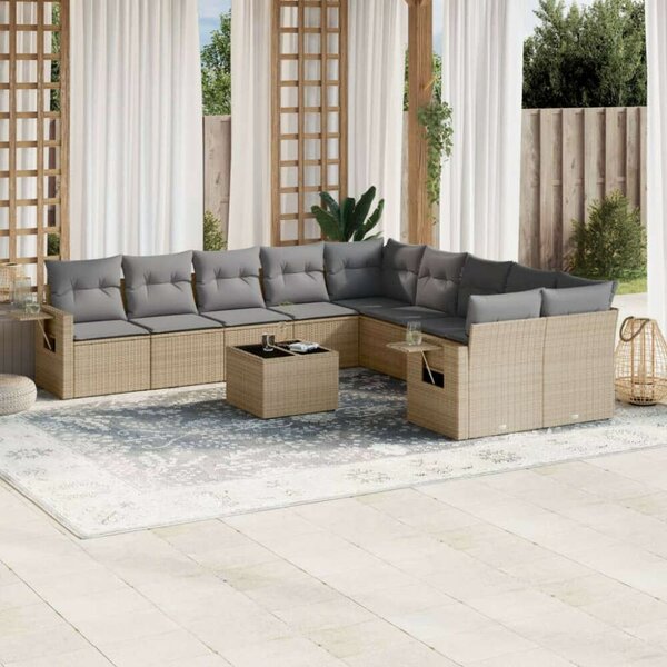 VidaXL Polyrattan Kerti Ülőgarnitúra - 11 részes - Bézs