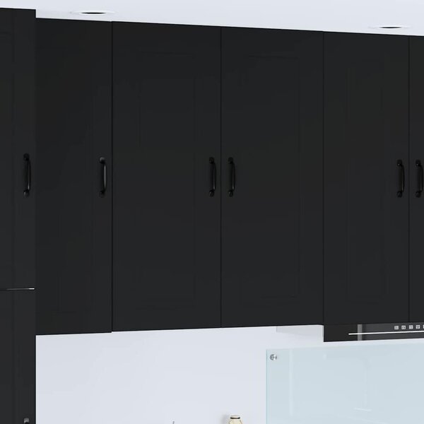VidaXL Fali konyhaszekrény polcokkal Fekete 80 x 31 x 100 cm Faanyag